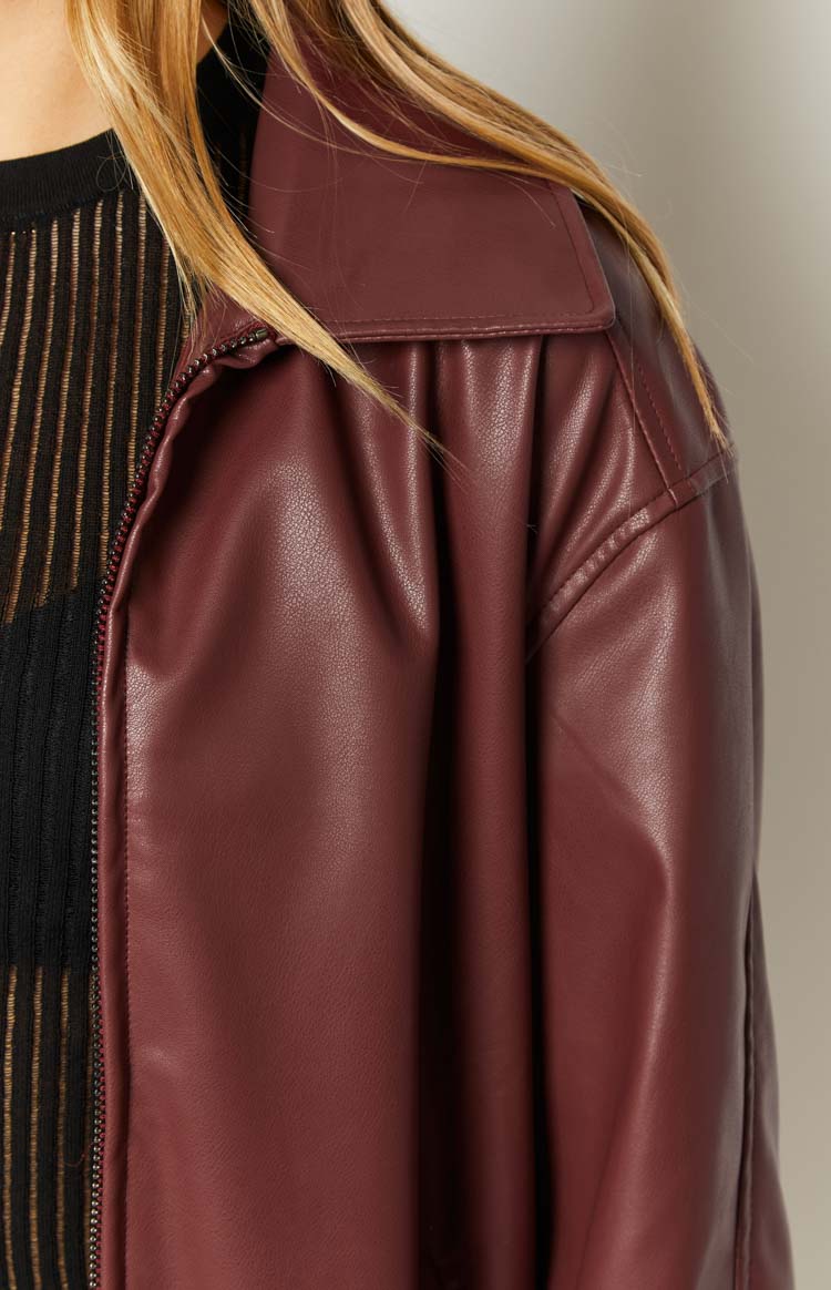 Abbi PU Red Bomber Jacket — 6
