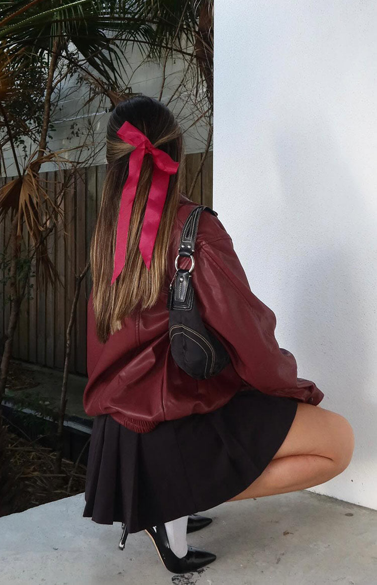 Abbi PU Red Bomber Jacket — 11