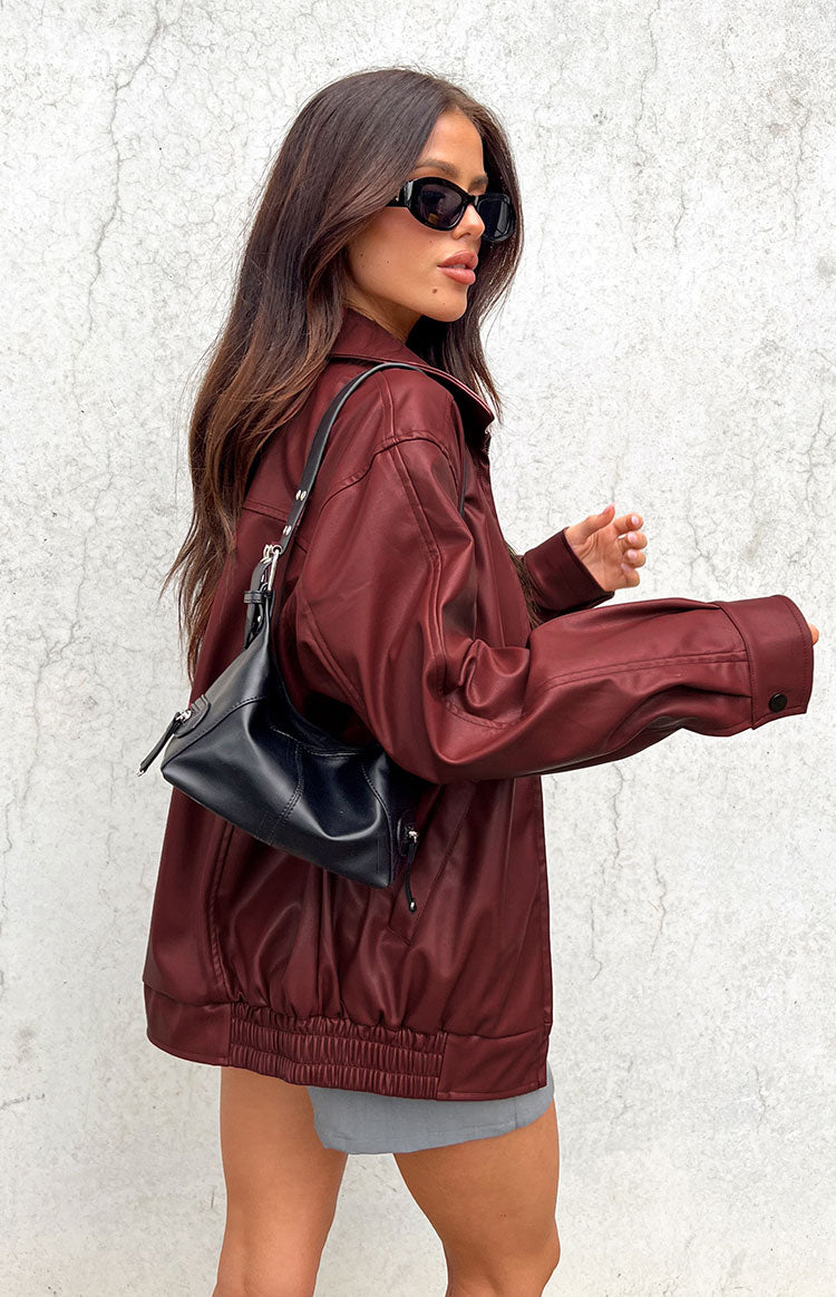 Abbi PU Red Bomber Jacket — 12