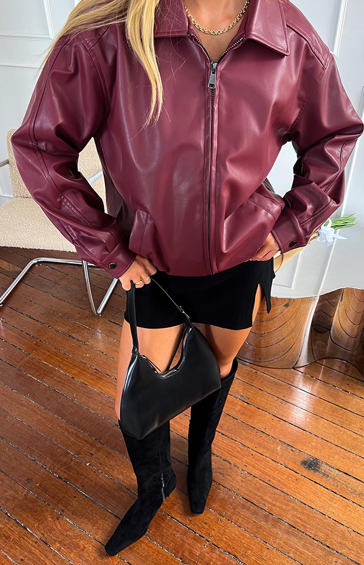 Abbi PU Red Bomber Jacket — 13