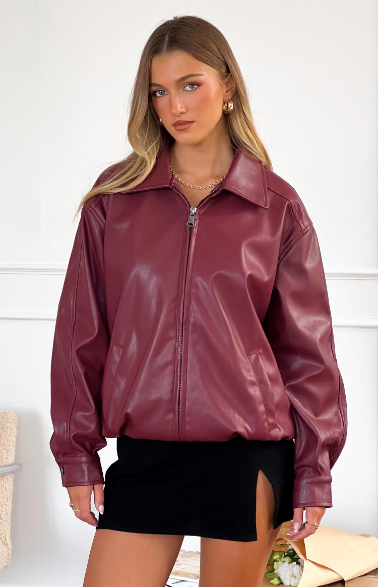 Abbi PU Red Bomber Jacket — 14