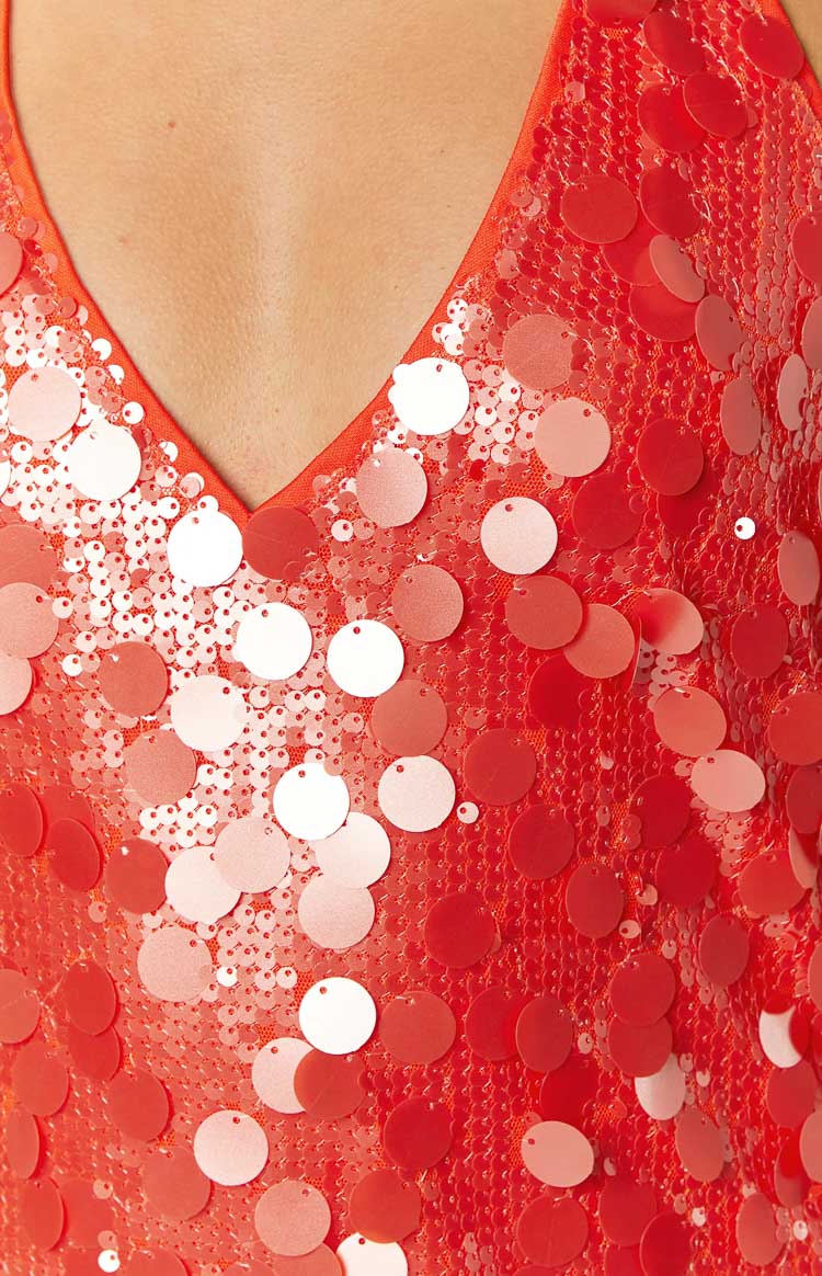 Cyrus Orange Sequin Mini Dress — 6