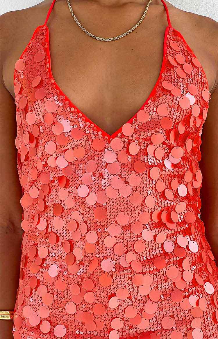 Cyrus Orange Sequin Mini Dress — 7