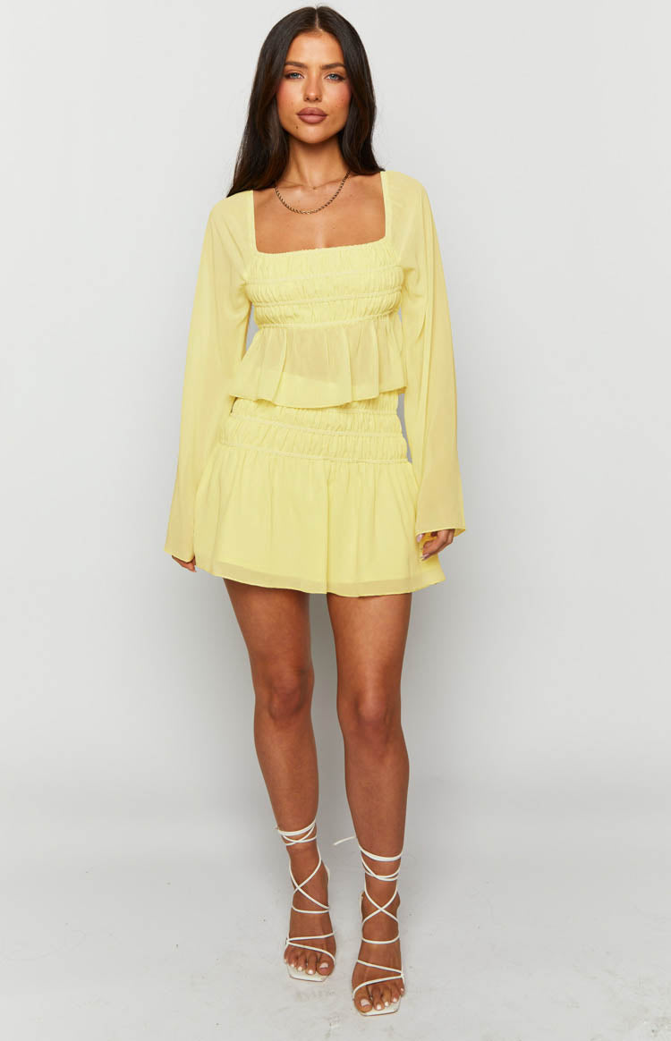 Sean Yellow Chiffon Mini Skirt — 3