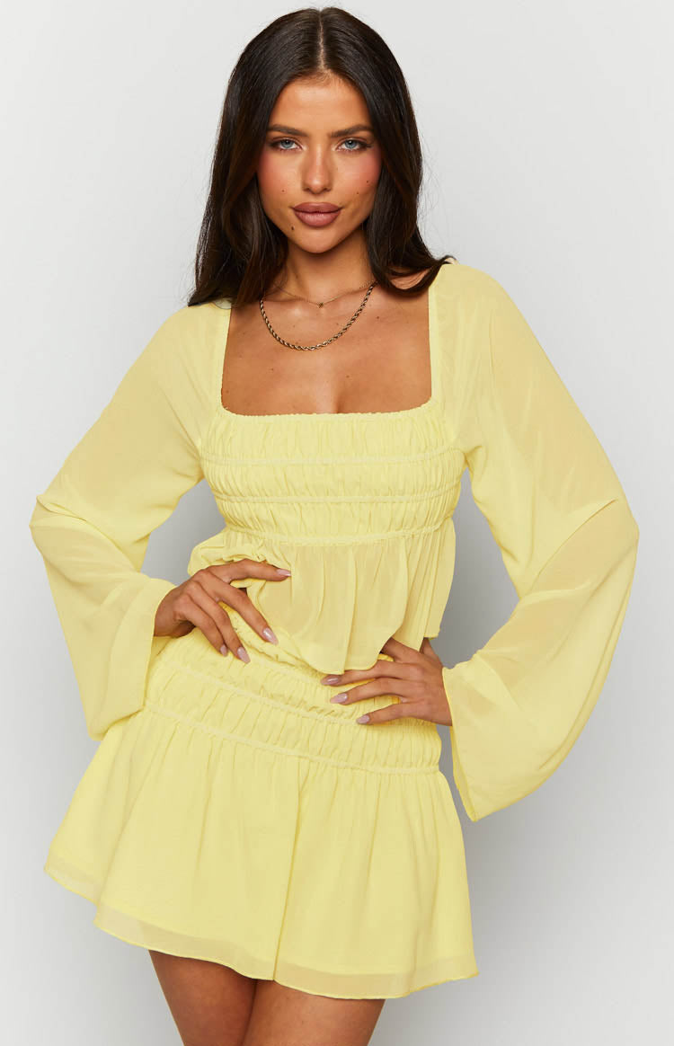 Sean Yellow Chiffon Mini Skirt — 4