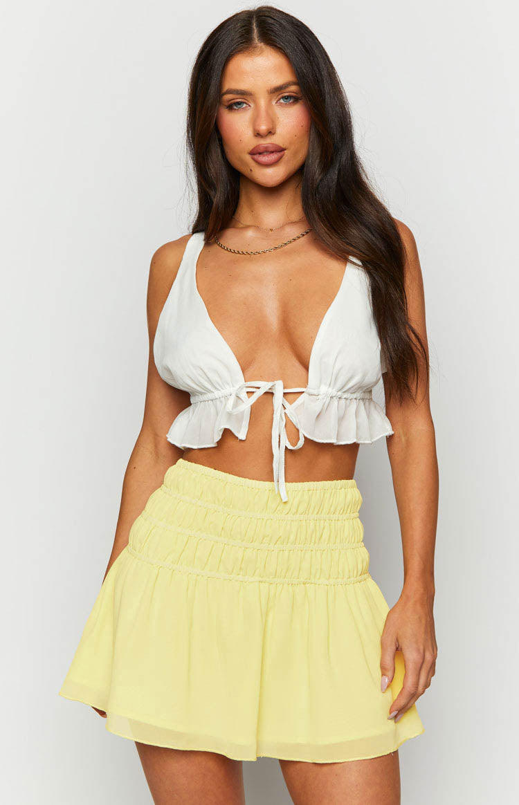 Sean Yellow Chiffon Mini Skirt — 7