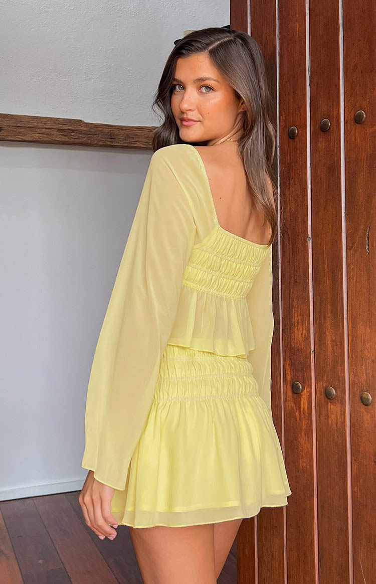 Sean Yellow Chiffon Mini Skirt — 1
