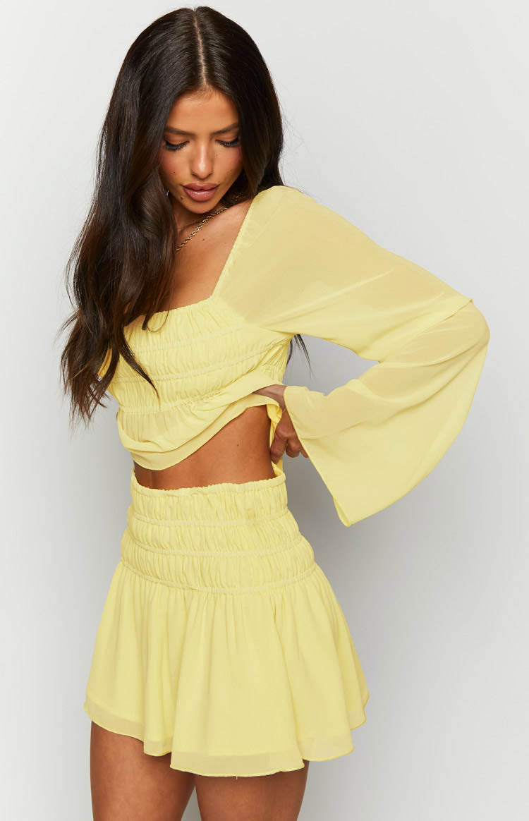 Sean Yellow Chiffon Mini Skirt — 12