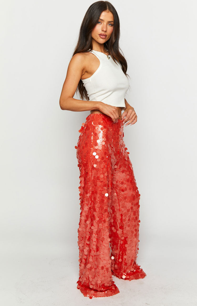Saria Orange Sequin Pants — 7