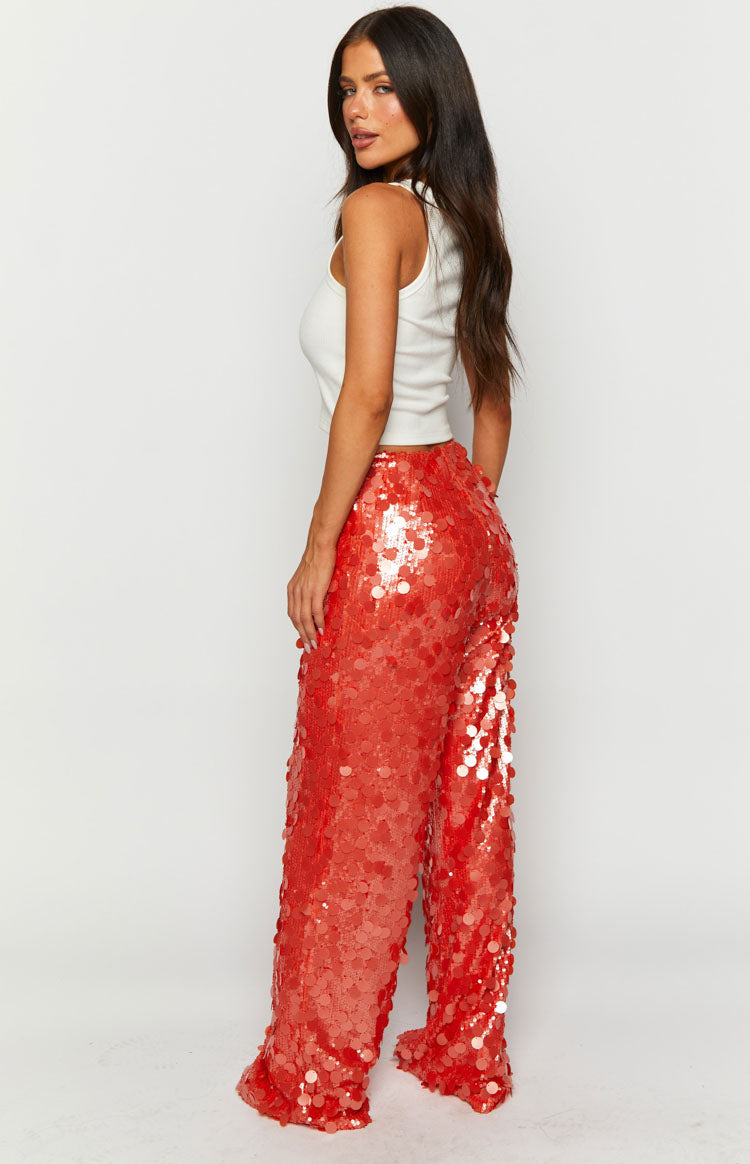Saria Orange Sequin Pants — 4