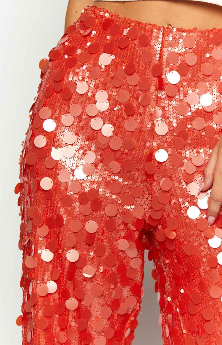 Saria Orange Sequin Pants — 6