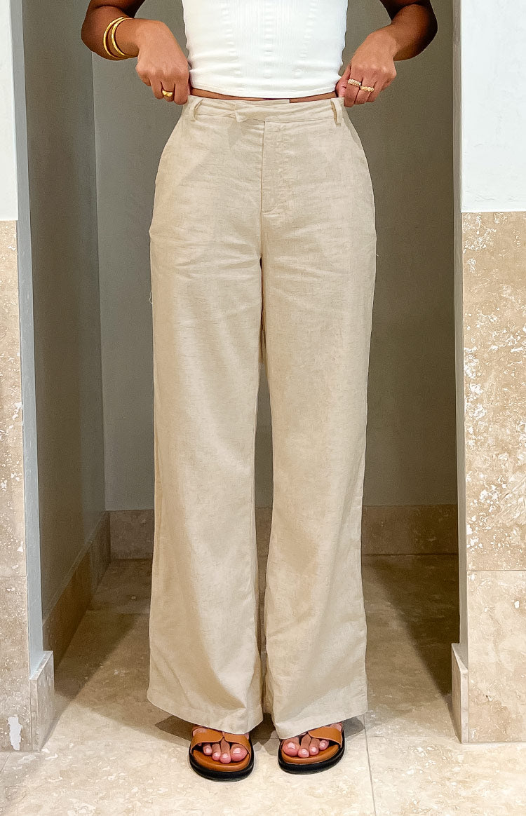 Cabo Cream Linen Blend Pants — 1