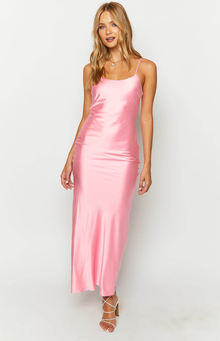 Renesmee Pink Satin Maxi Dress — 3