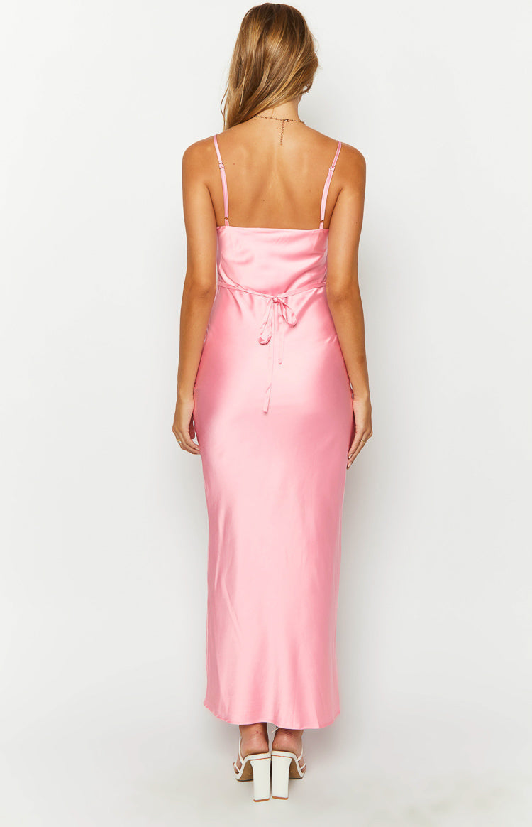 Renesmee Pink Satin Maxi Dress — 5