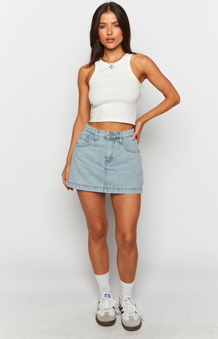 Skyline Swirl Light Wash Denim Skort — 3