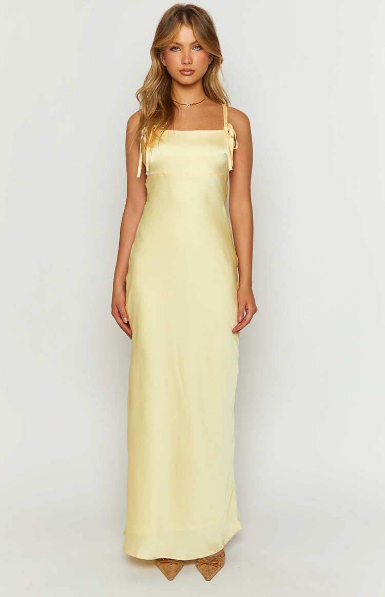 Zya Yellow Satin Maxi Dress — 1