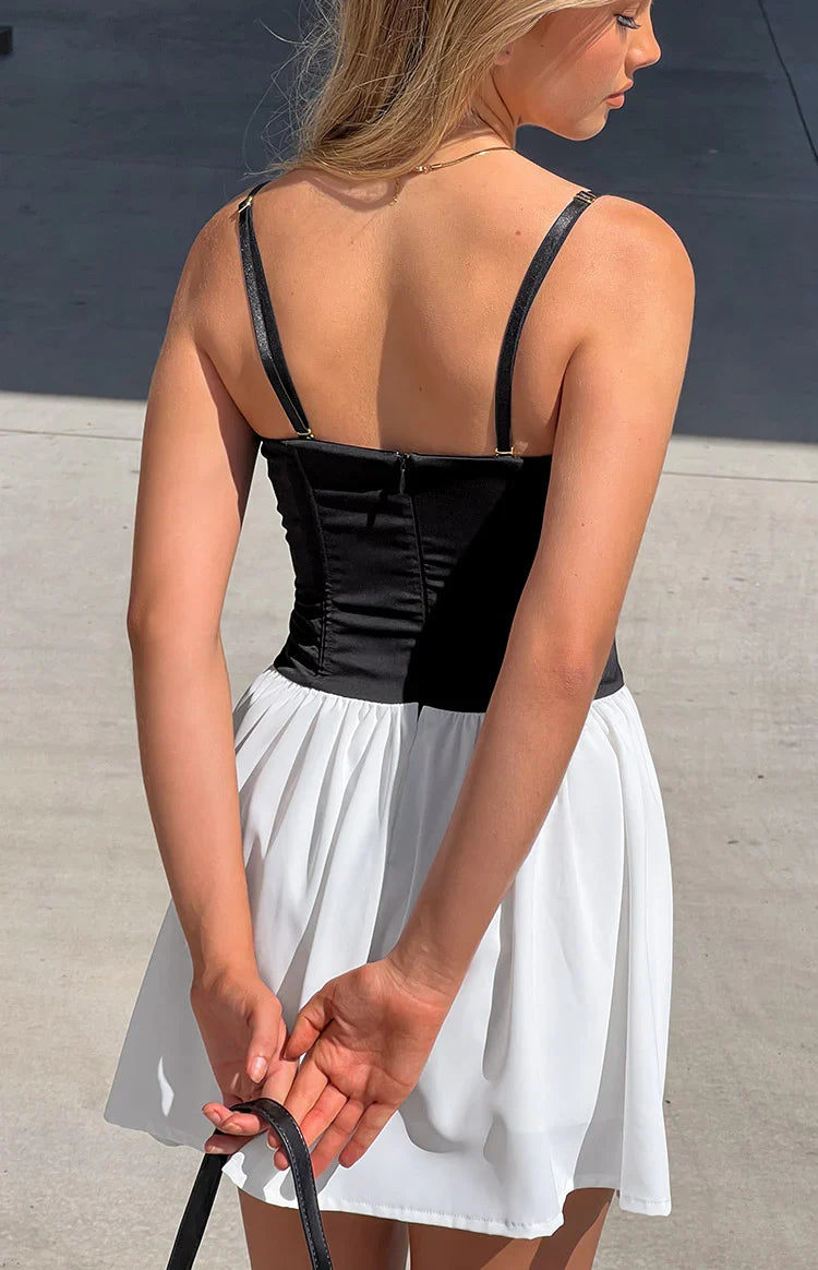 Draven Black And White Corset Mini Dress — 6