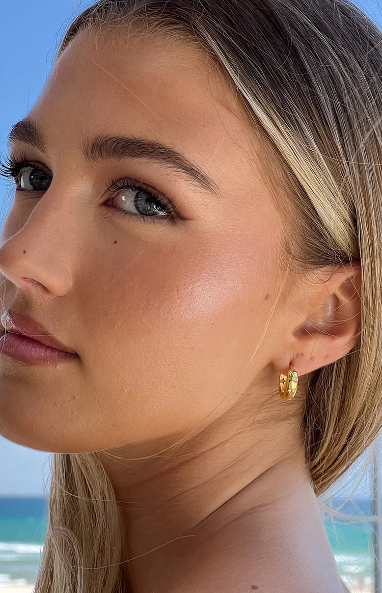 Stardust Gold Hoop Earrings — 1