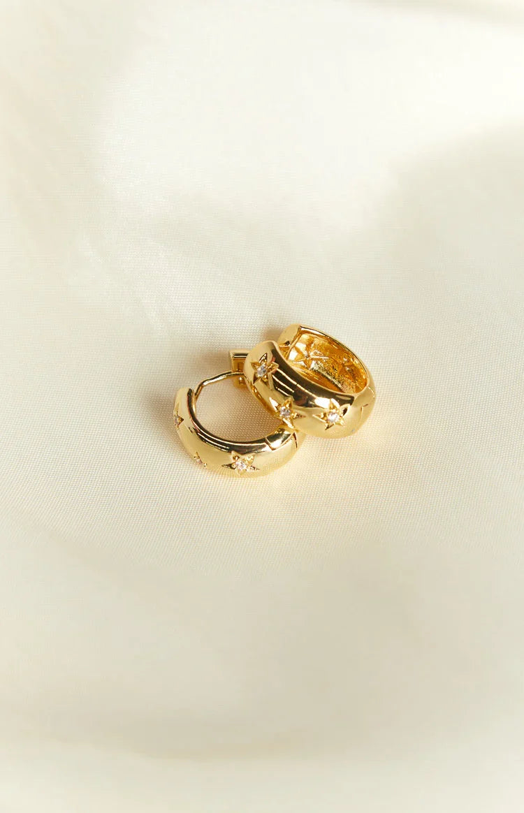 Stardust Gold Hoop Earrings — 2