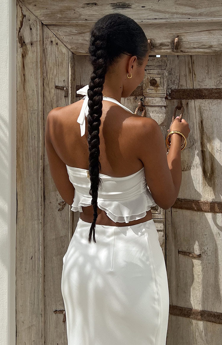 Seas White Chiffon Crop Top — 9