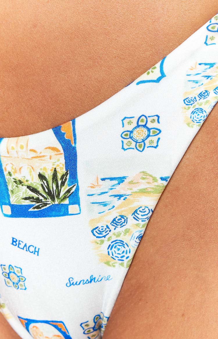9.0 Swim White Italia Print Bianca Bikini Bottoms — 6