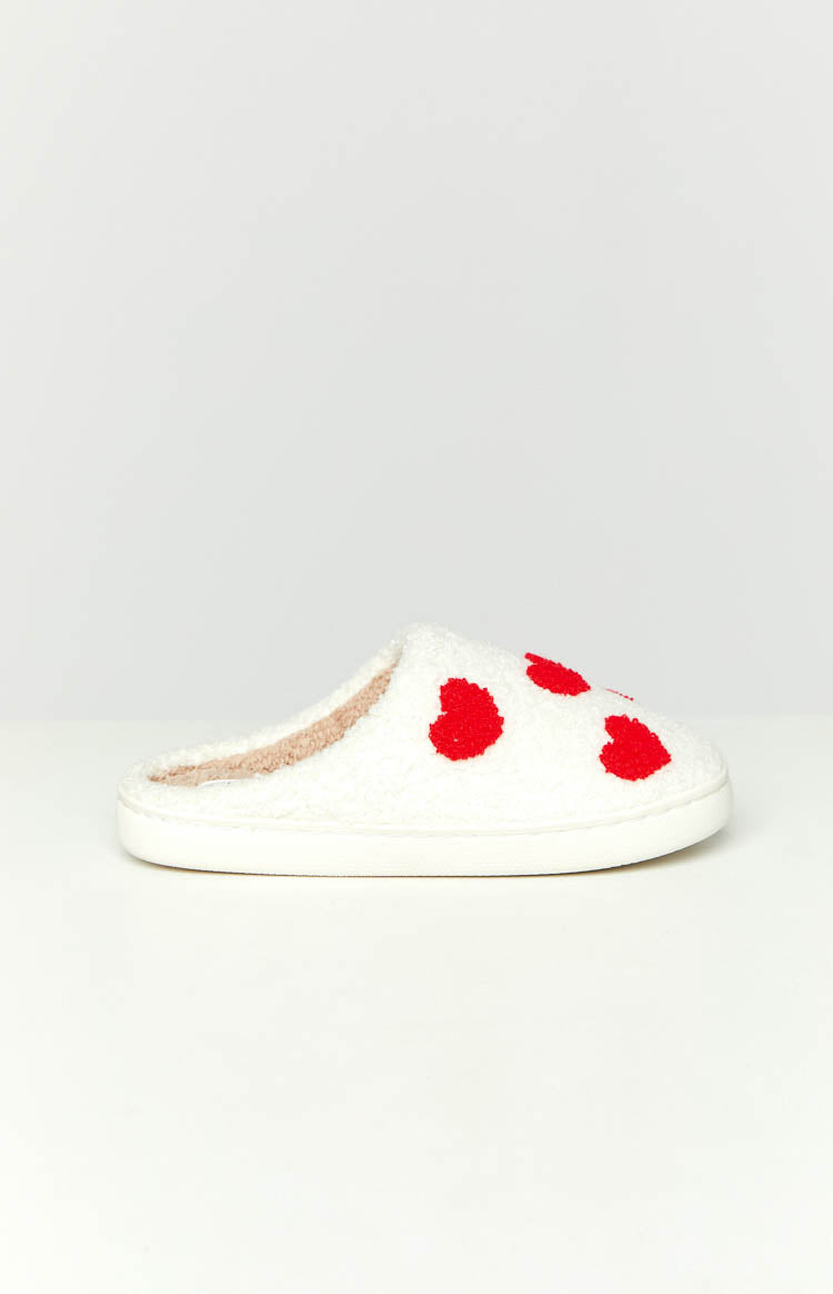 Sweetheart Sole White Love Heart Slippers — 1