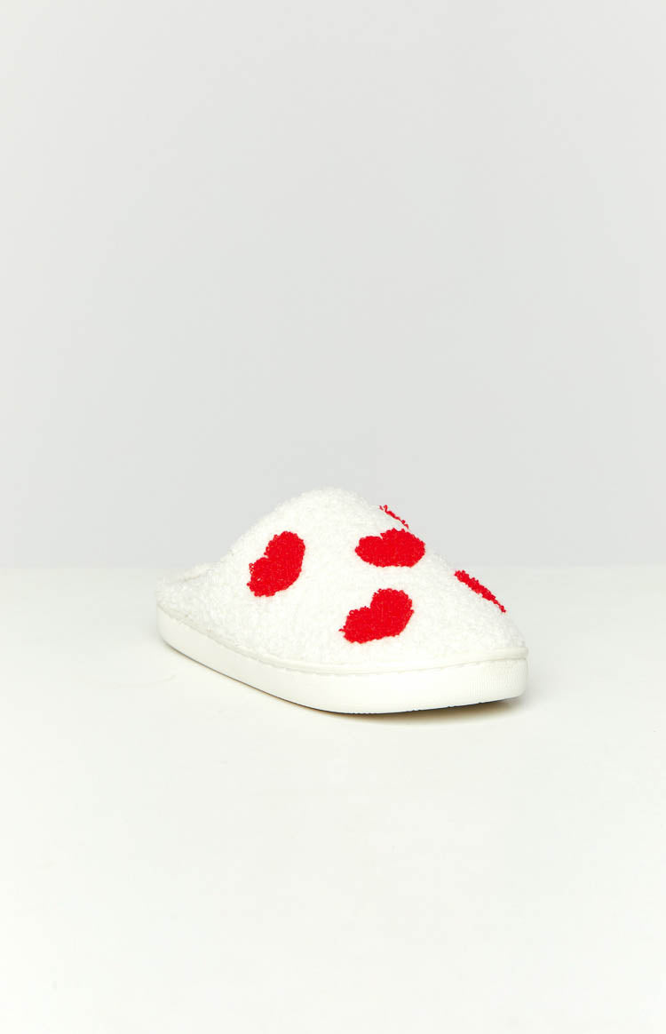 Sweetheart Sole White Love Heart Slippers — 3