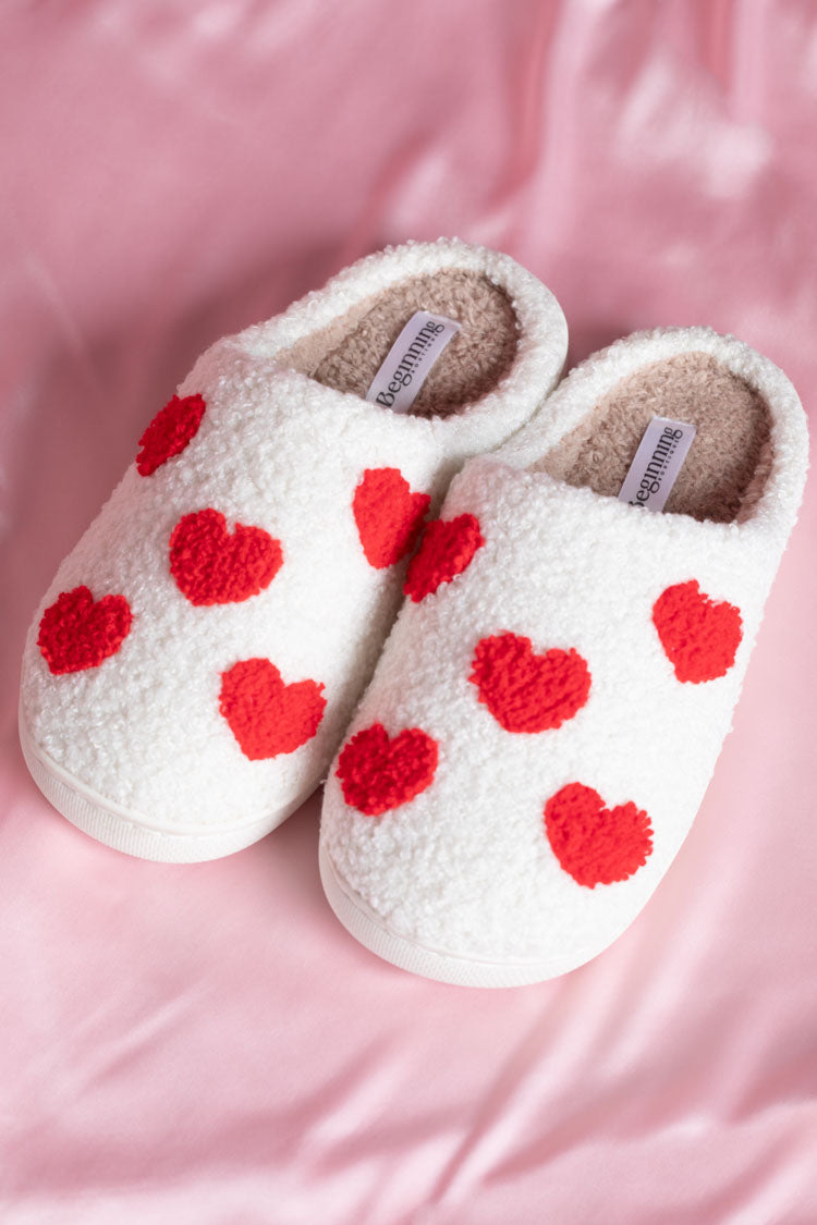 Sweetheart Sole White Love Heart Slippers — 6