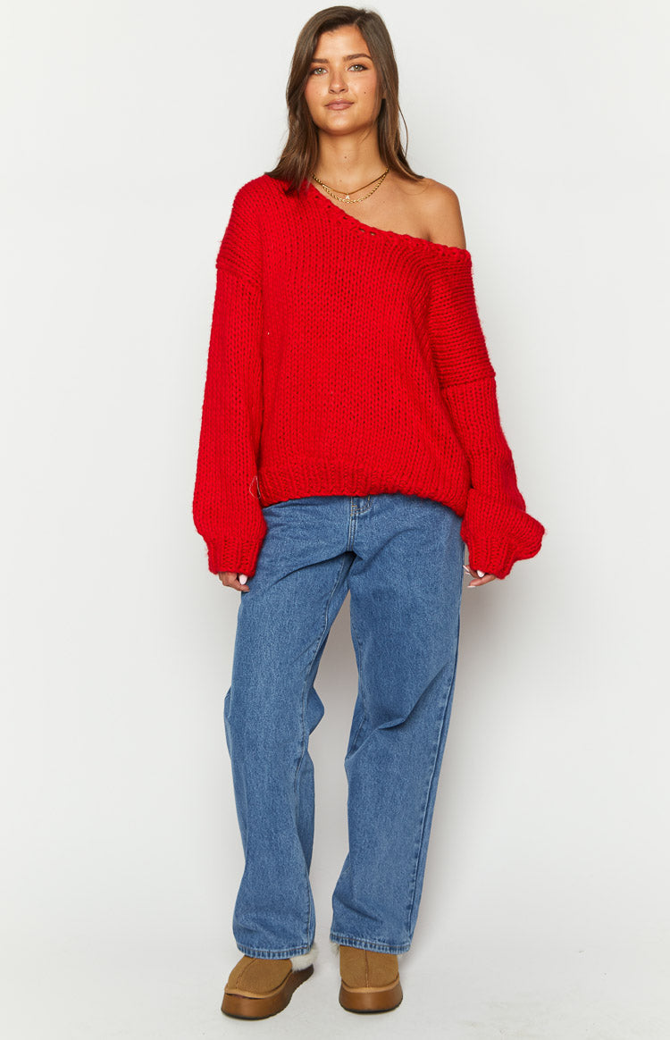 Delvey Red Chunky Knit Sweater — 9
