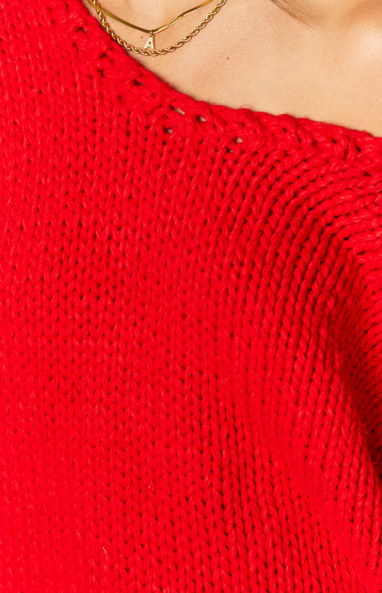 Delvey Red Chunky Knit Sweater — 12