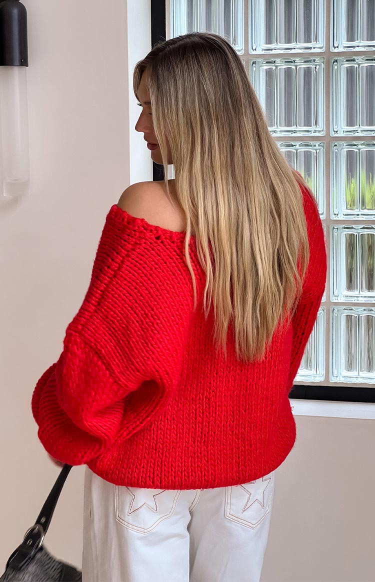Delvey Red Chunky Knit Sweater — 18