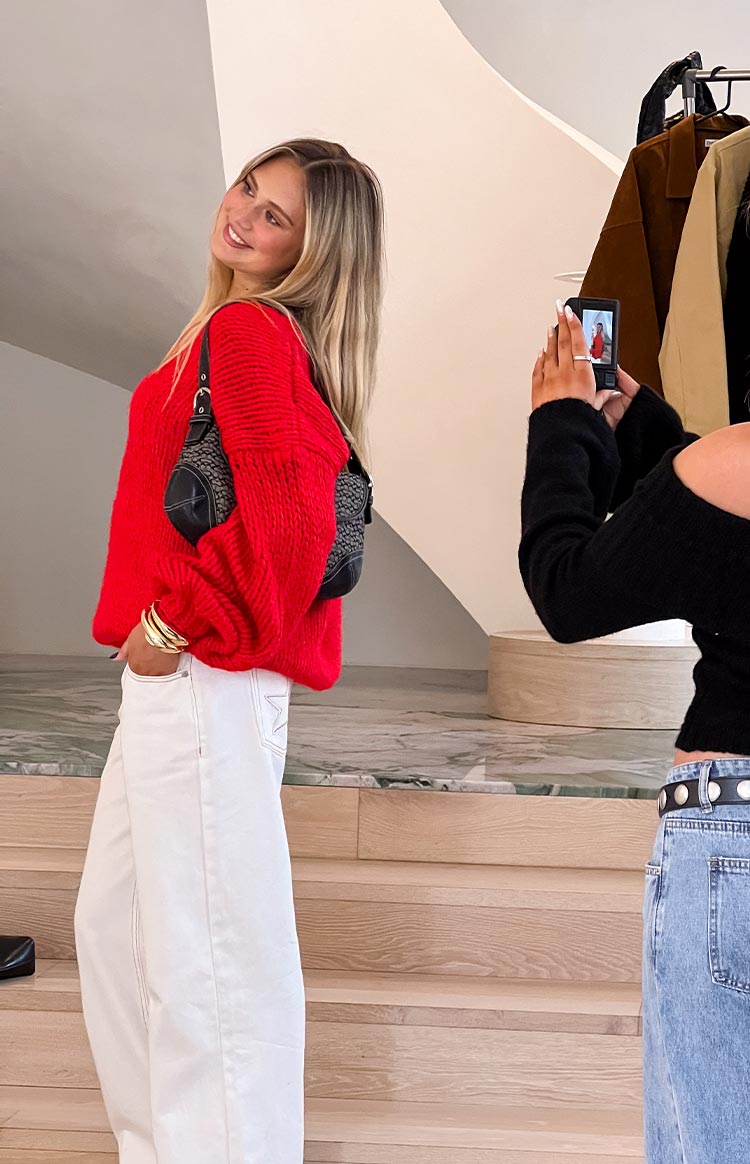 Delvey Red Chunky Knit Sweater — 20