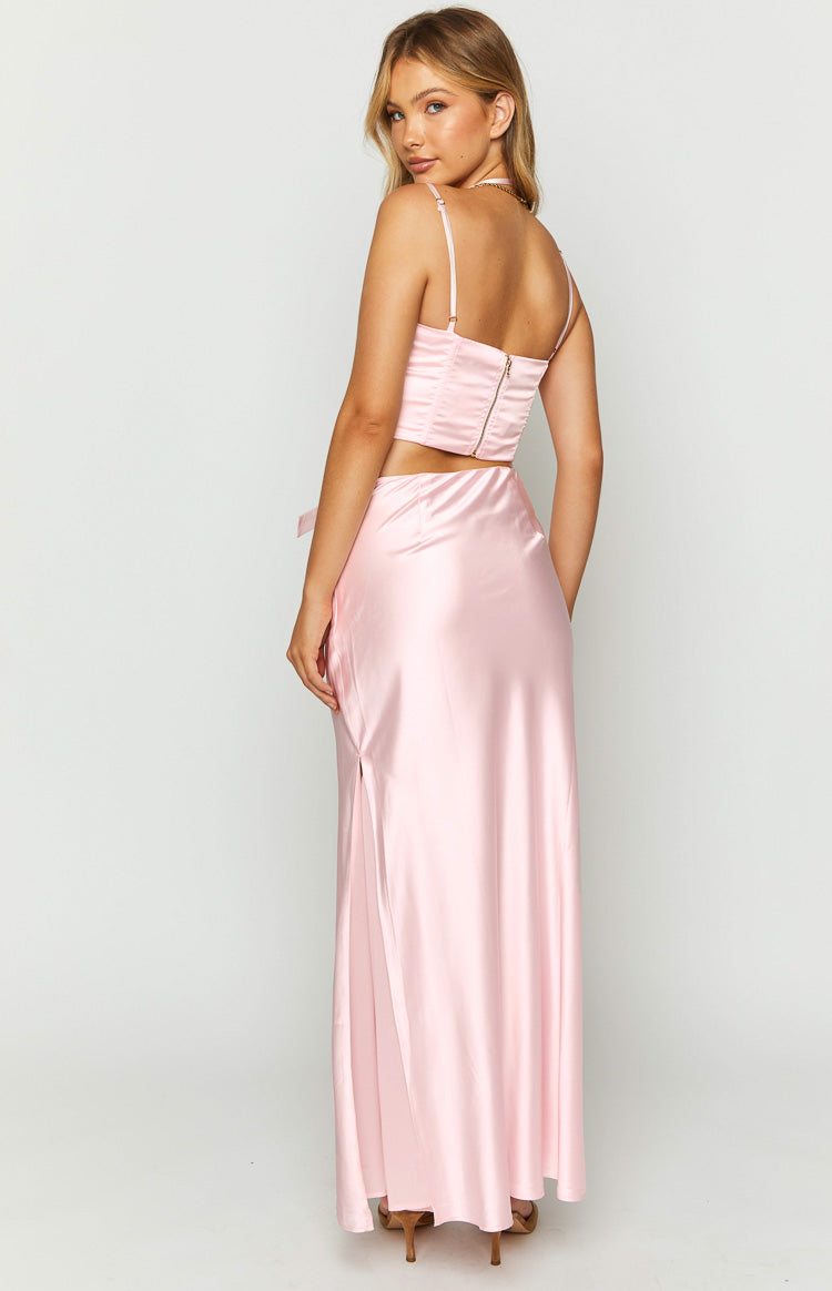 Azriel Pink Satin Bow Maxi Skirt — 6