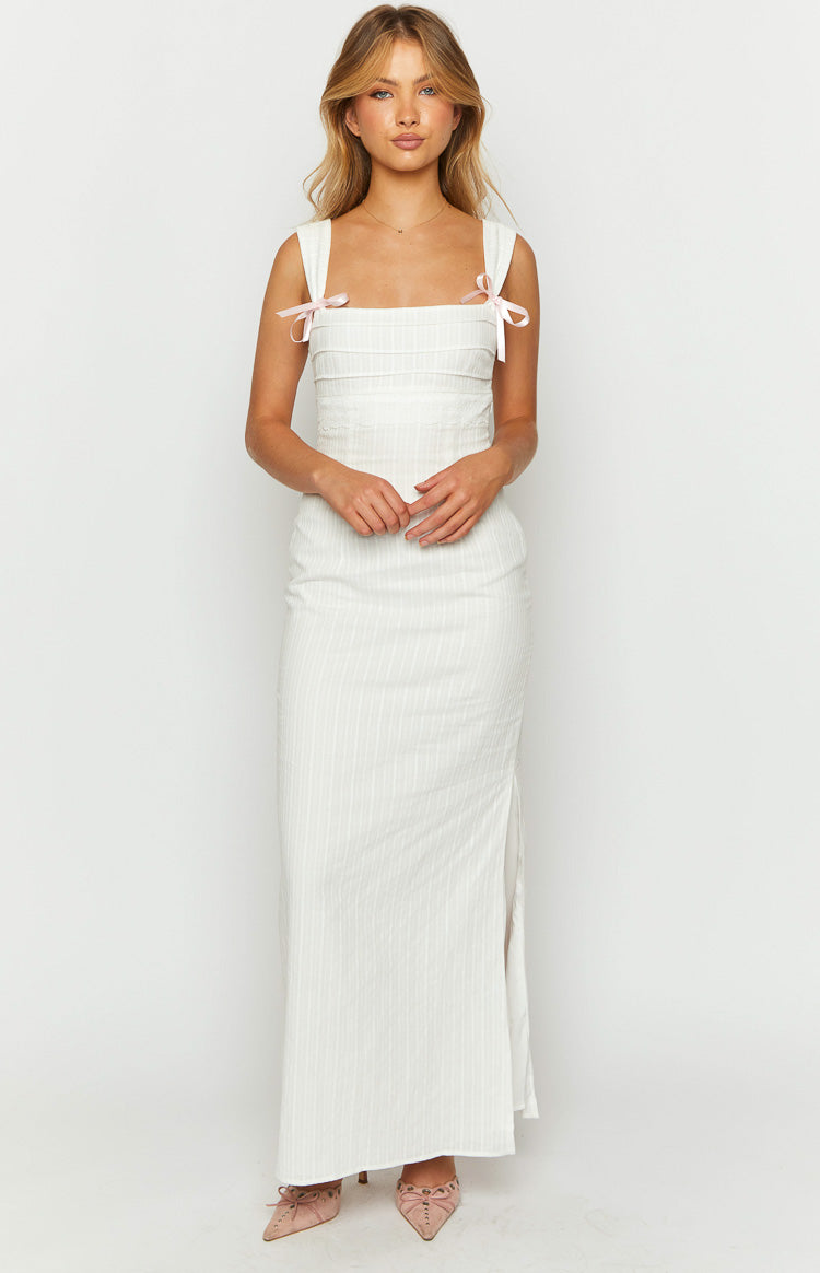 Magnus White Tie Back Maxi Dress — 1