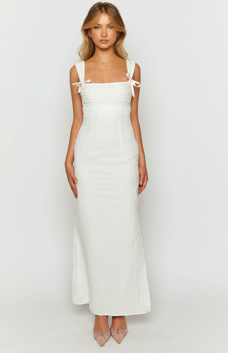 Magnus White Tie Back Maxi Dress — 3