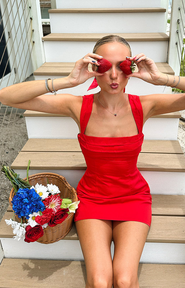 Layla Red Tie Back Mini Dress — 1