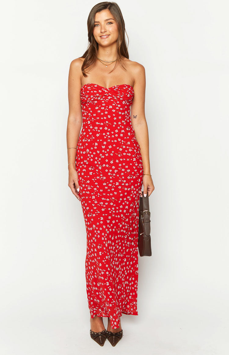 Ashley Red Floral Formal Maxi Dress — 2