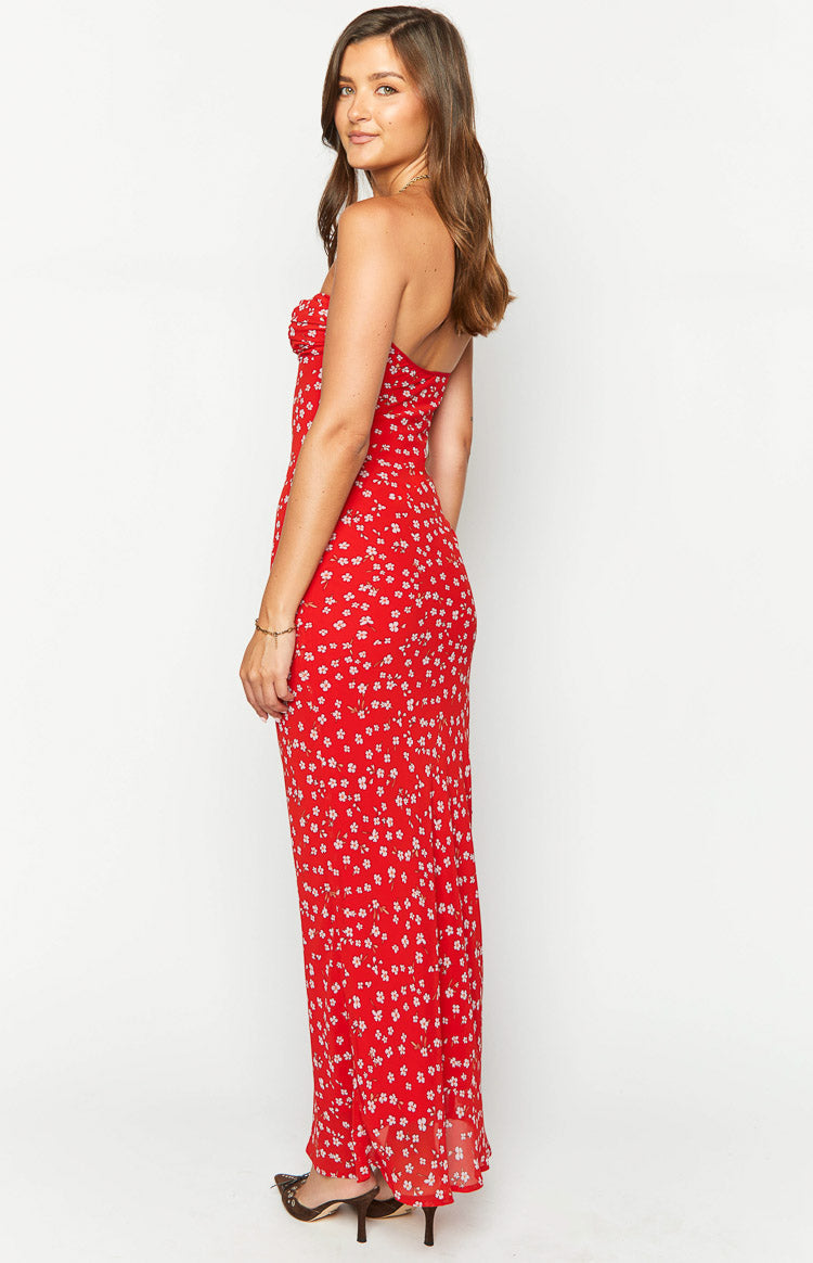 Ashley Red Floral Formal Maxi Dress — 5