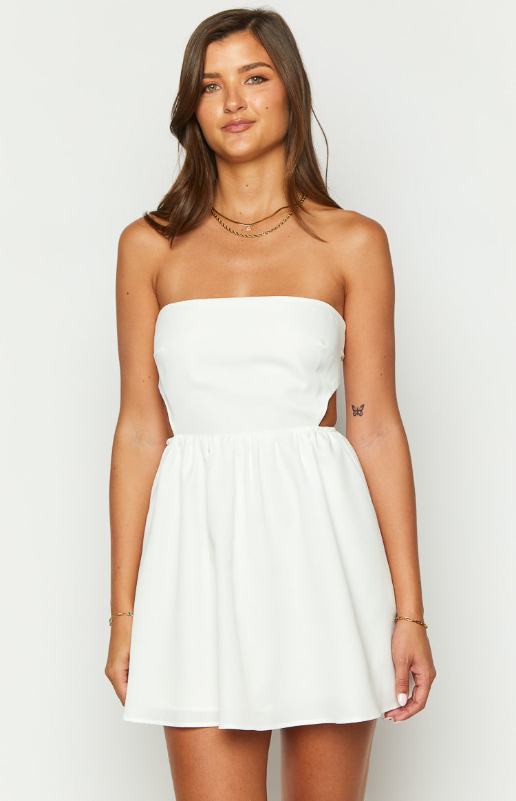 Cora White Tie Back Mini Dress — 3