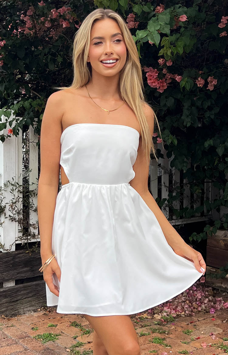 Cora White Tie Back Mini Dress — 8