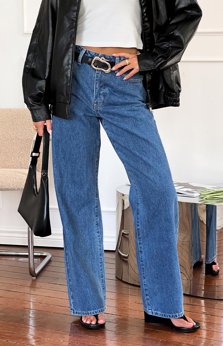 Calliope Mid Wash Mid Rise Slouchy Jeans — 1