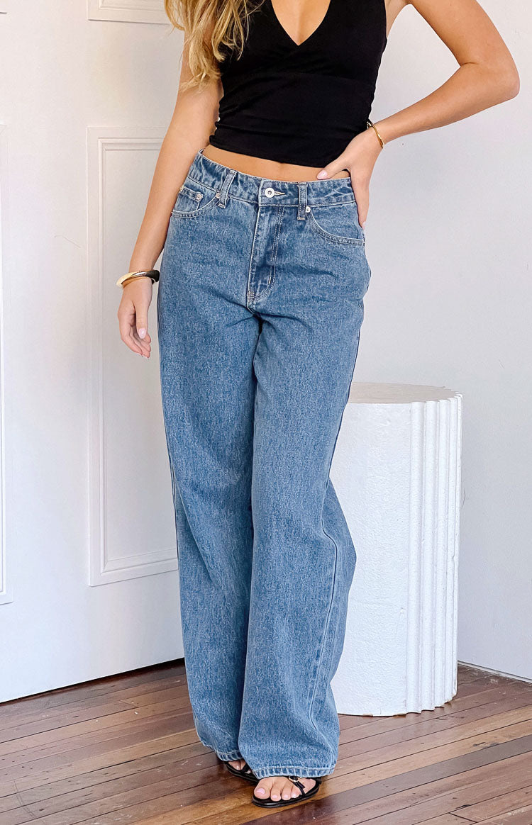 Calliope Mid Wash Mid Rise Slouchy Jeans — 15
