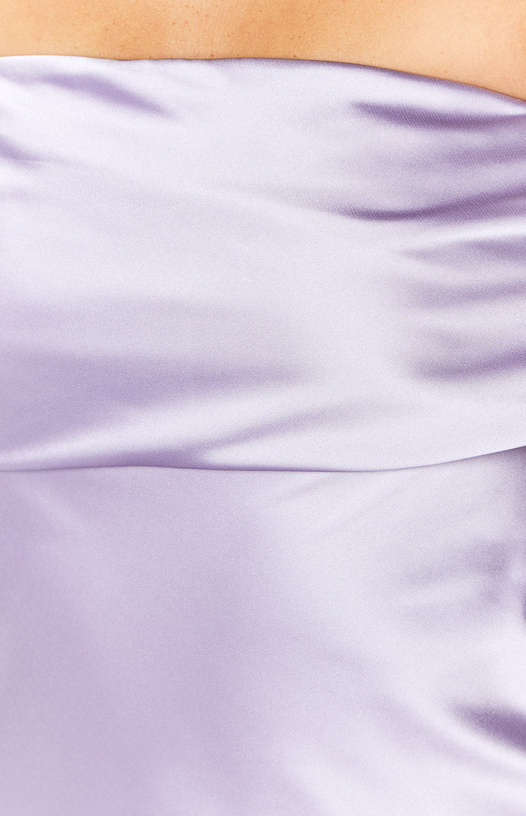 Primrose Purple Satin Off the Shoulder Mini Dress — 6
