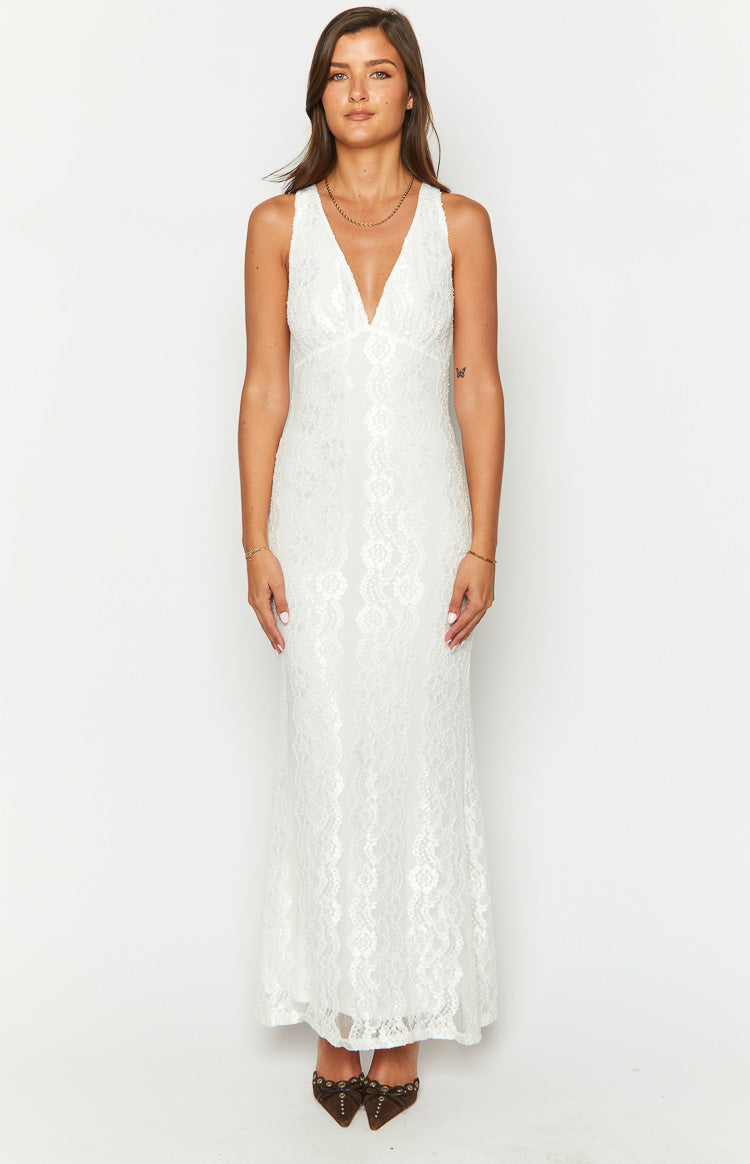 Farida White Lace Maxi Dress — 1