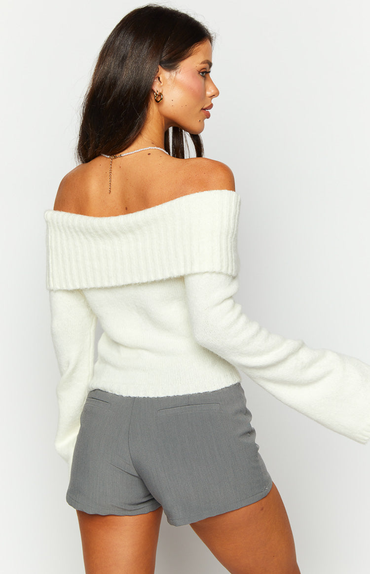 Joey Cream Off Shoulder Sweater — 6