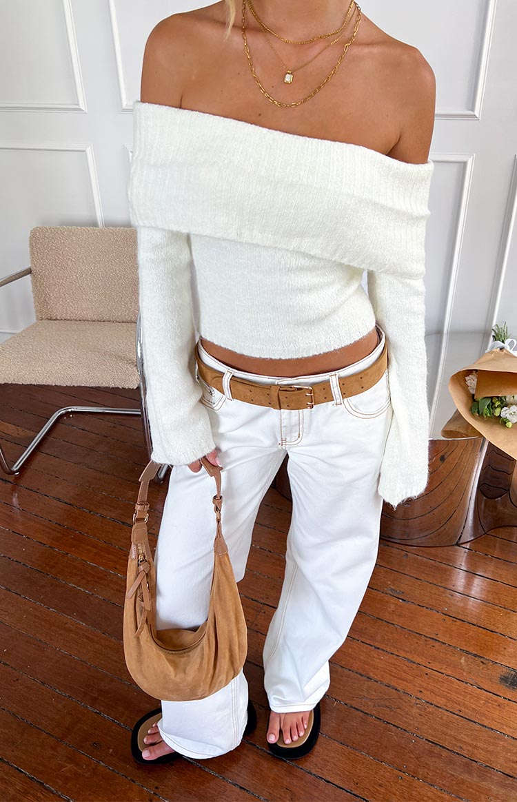 Joey Cream Off Shoulder Sweater — 13