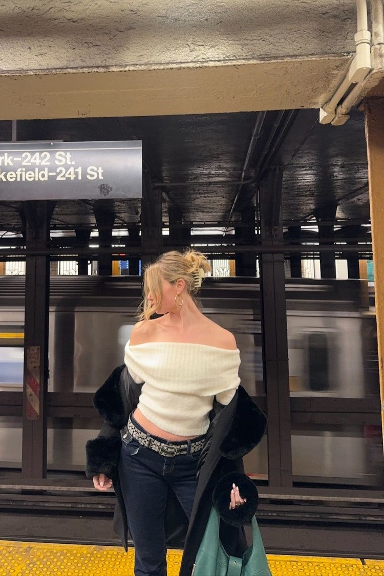Joey Cream Off Shoulder Sweater — 22