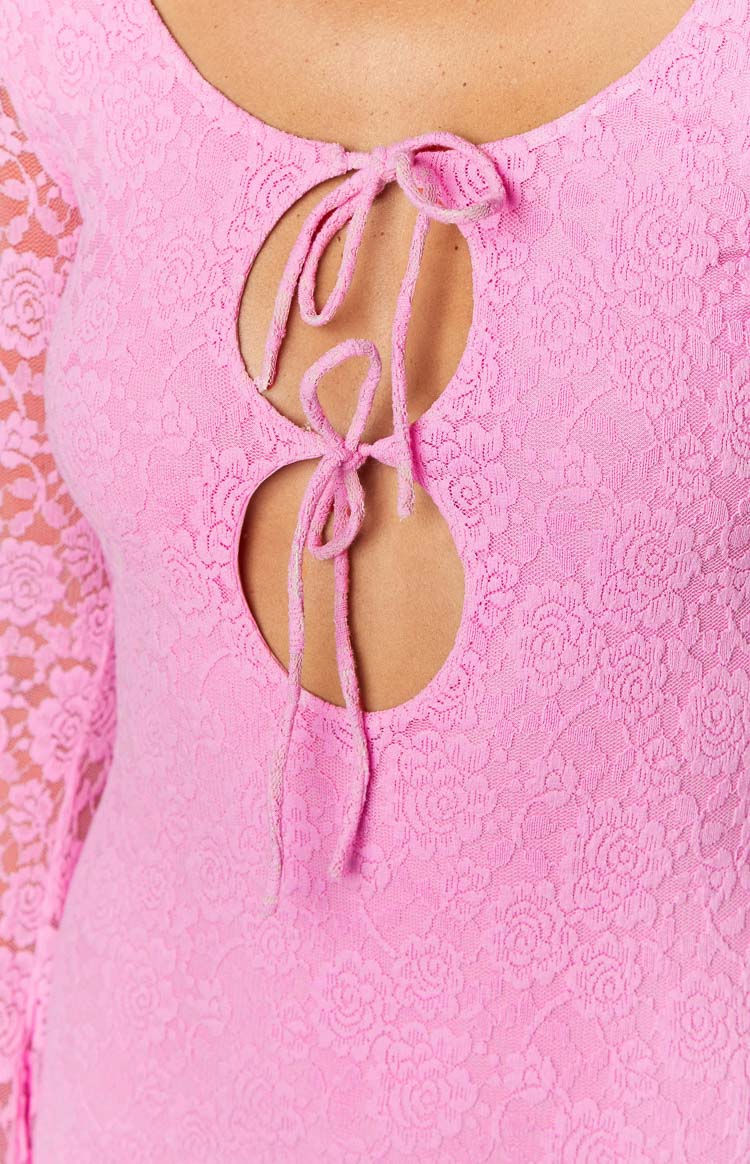 Love Me Pink Lace Long Sleeve Mini Dress — 6