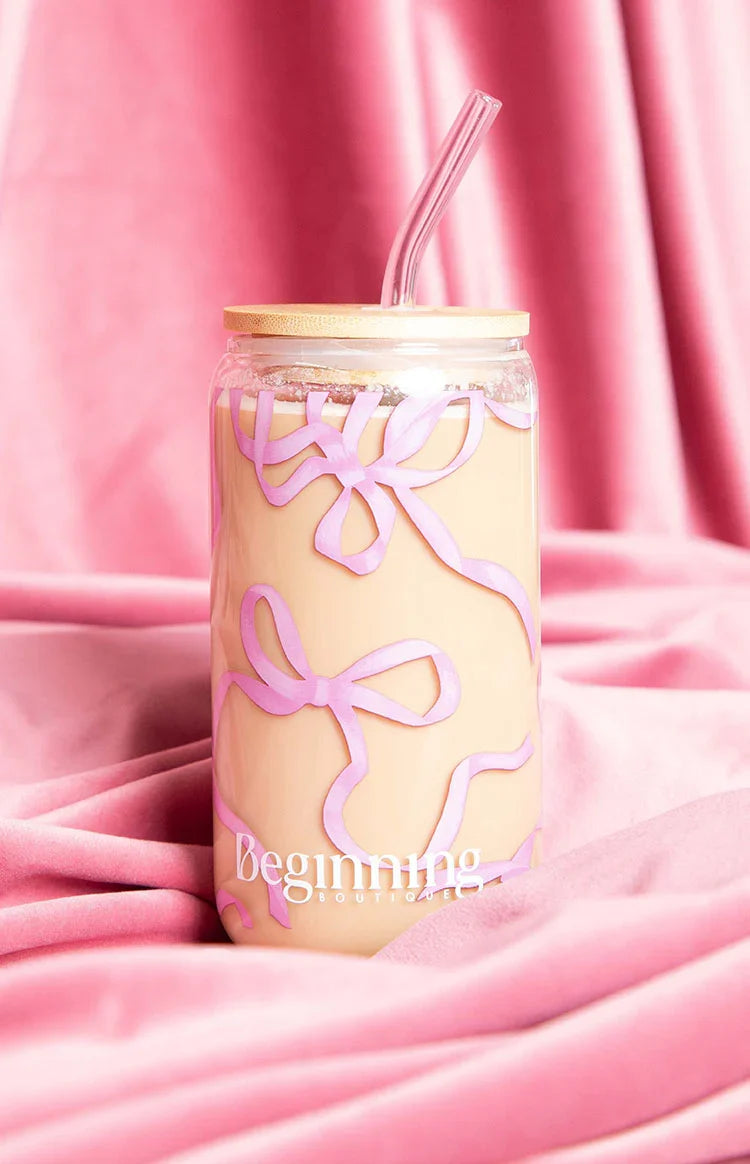 Twinkle Pink Bow Glass Tumbler — 5