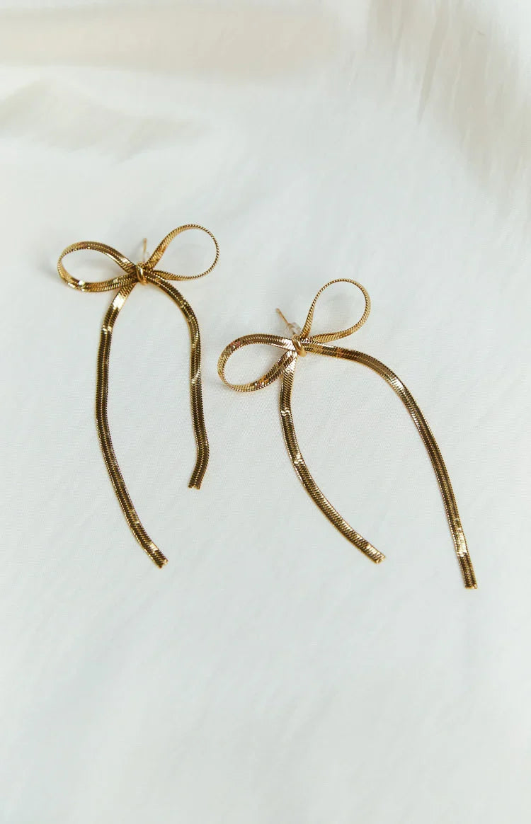 Zenith Gold Bow Earrings — 1